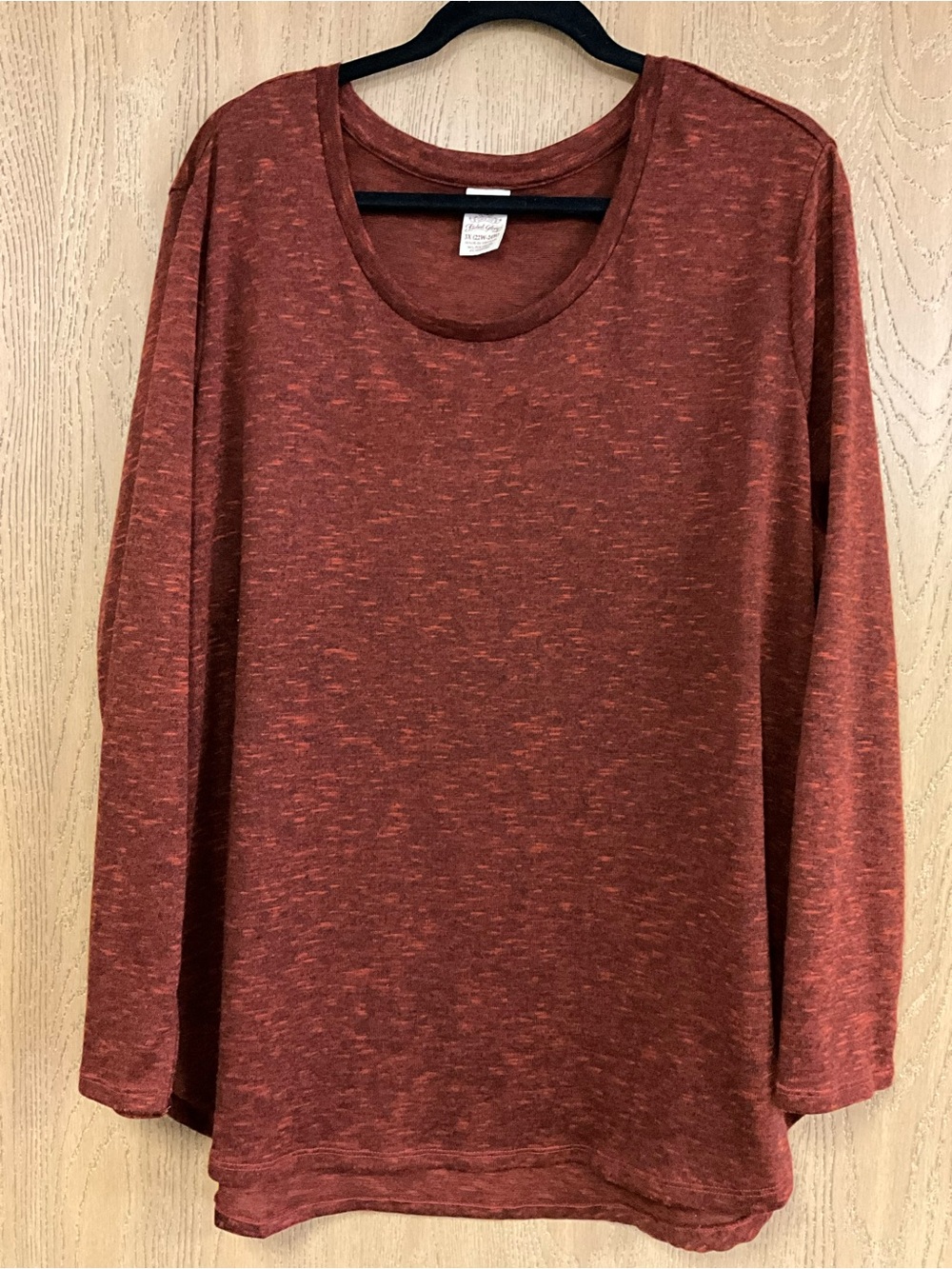 Faded Glory Marled Rust Long Sleeve Crewneck Top